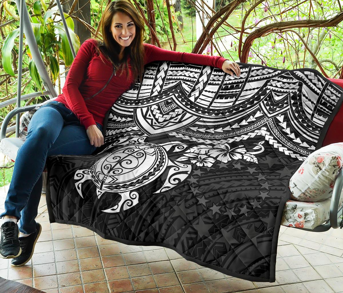 Cook Islands Polynesian Premium Quilt - White Turtle - Polynesian Pride