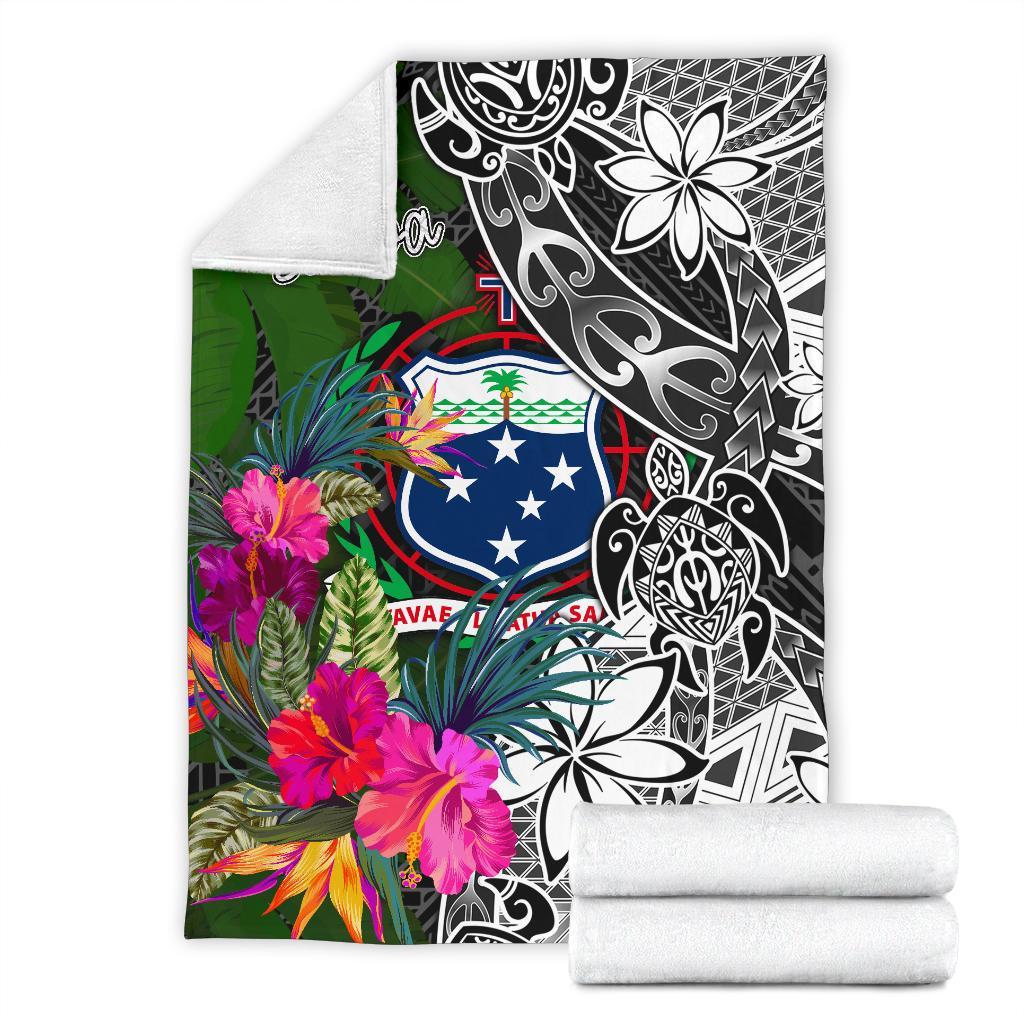 Samoa Premium Blanket - Turtle Plumeria Banana Leaf - Polynesian Pride