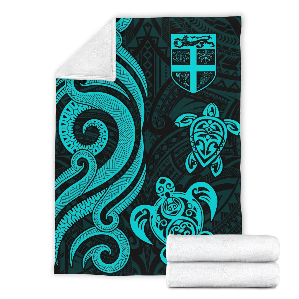 Fiji Polynesian Premium Blanket - Turquoise Tentacle Turtle - Polynesian Pride