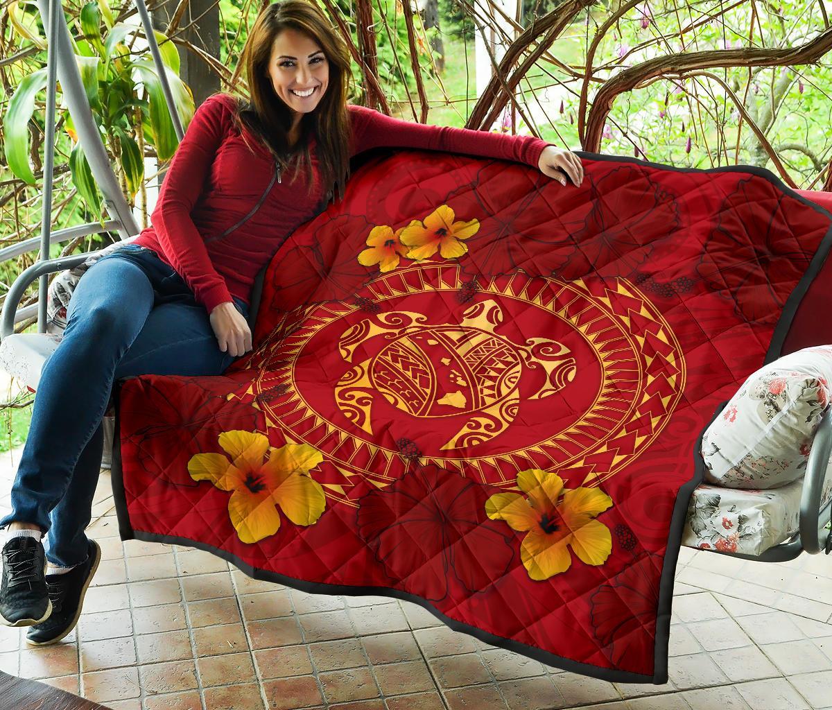 Hawaii Turtle Polynesian Premium Quilt - Oil Style - Polynesian Pride