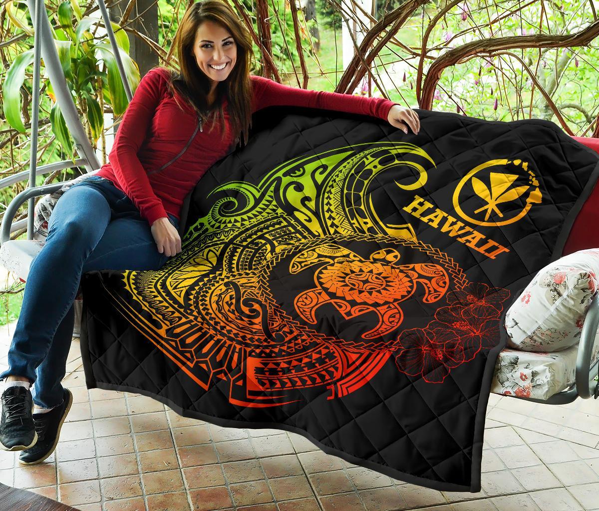 Hawaii Polynesian Premium Quilt - Vintage Polynesian Turtle (Reggae) - Polynesian Pride