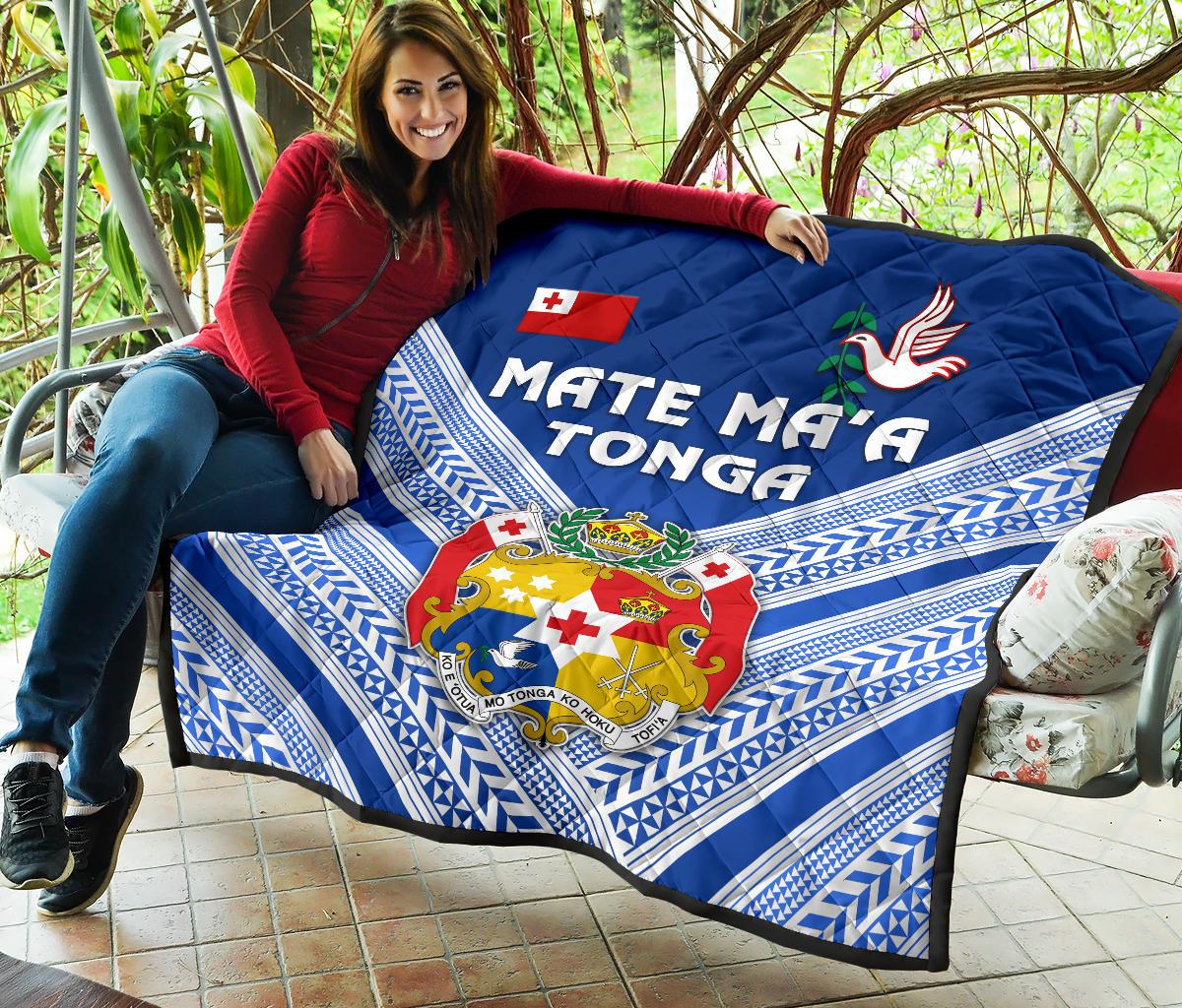 Mate Ma'a Tonga Rugby Premium Quilt Polynesian Creative Style - Blue - Polynesian Pride