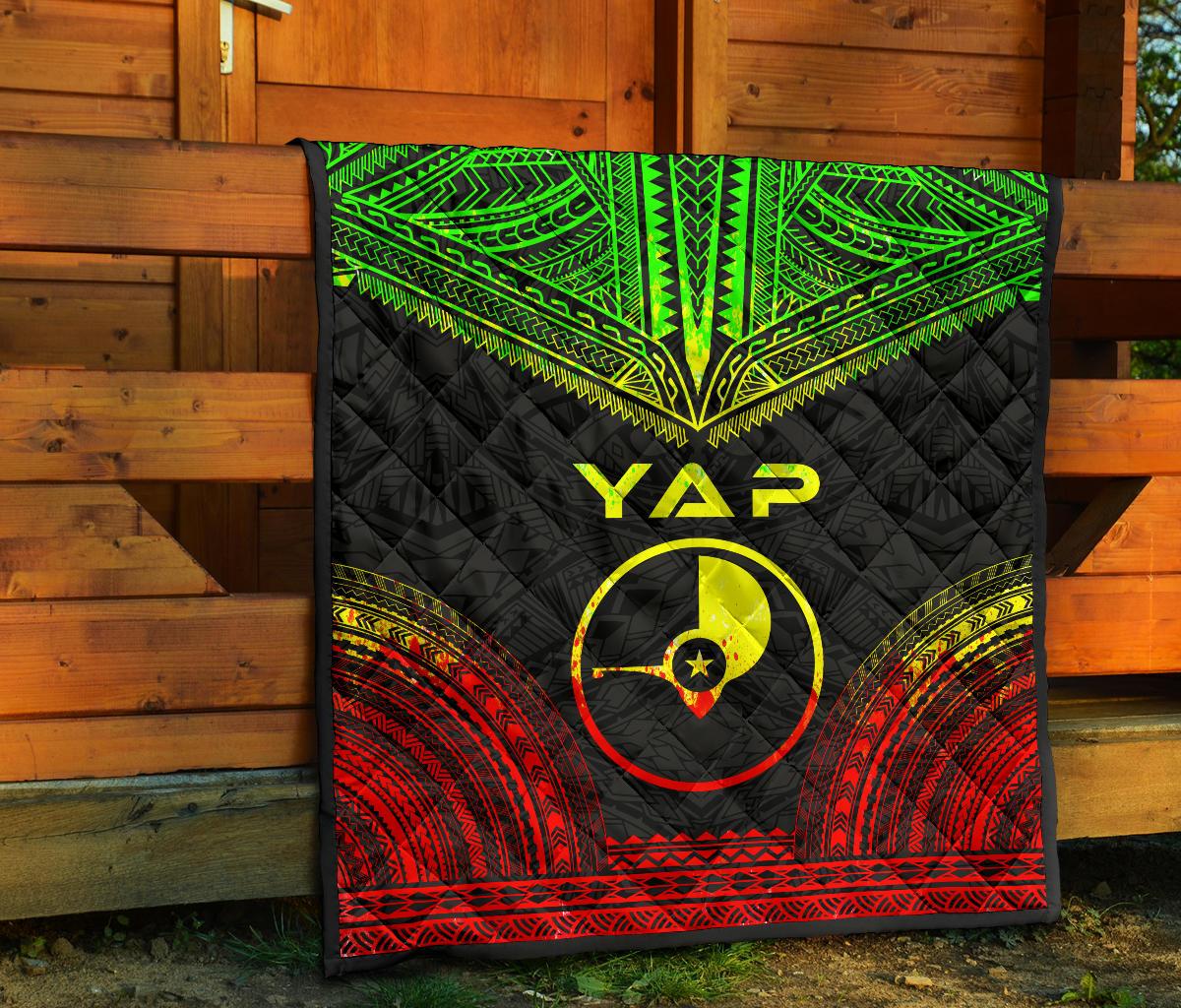 Yap Premium Quilt - Yap Flag Polynesian Chief Reggae Version - Polynesian Pride