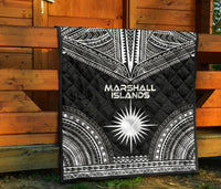 Marshall Islands Premium Quilt - Marshall Islands Flag Polynesian Chief Black Version - Polynesian Pride