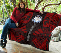 Marshall Islands Premium Quilt - Marshall Islands Seal Polynesian Red Tattoo - Polynesian Pride