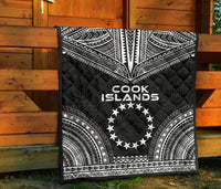 Cook Islands Premium Quilt - Cook Islands Flag Polynesian Chief Black Version - Polynesian Pride
