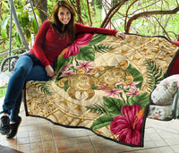 Hawaii Premium Quilt - Turtle Premium Quilt Strong Pattern Hibiscus Plumeria AH - Polynesian Pride