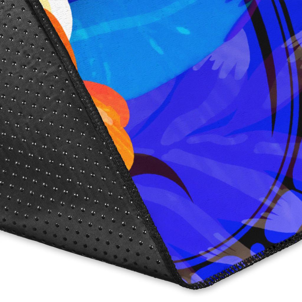 Federated States of Micronesia Custom Personalised Area Rug - Humpback Whale with Tropical Flowers (Blue) - Polynesian Pride