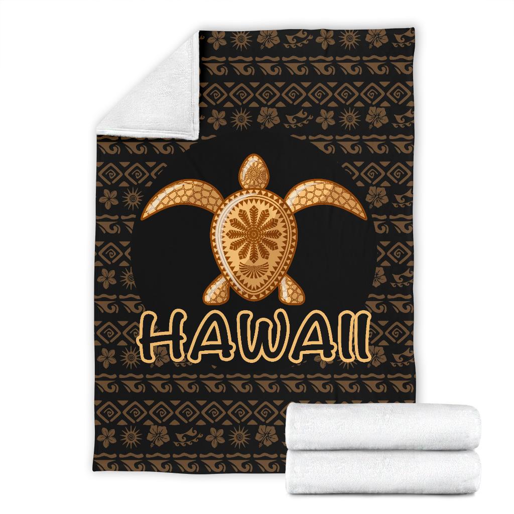 Hawaii Turtle Golden Premium Blankets - Polynesian Pride