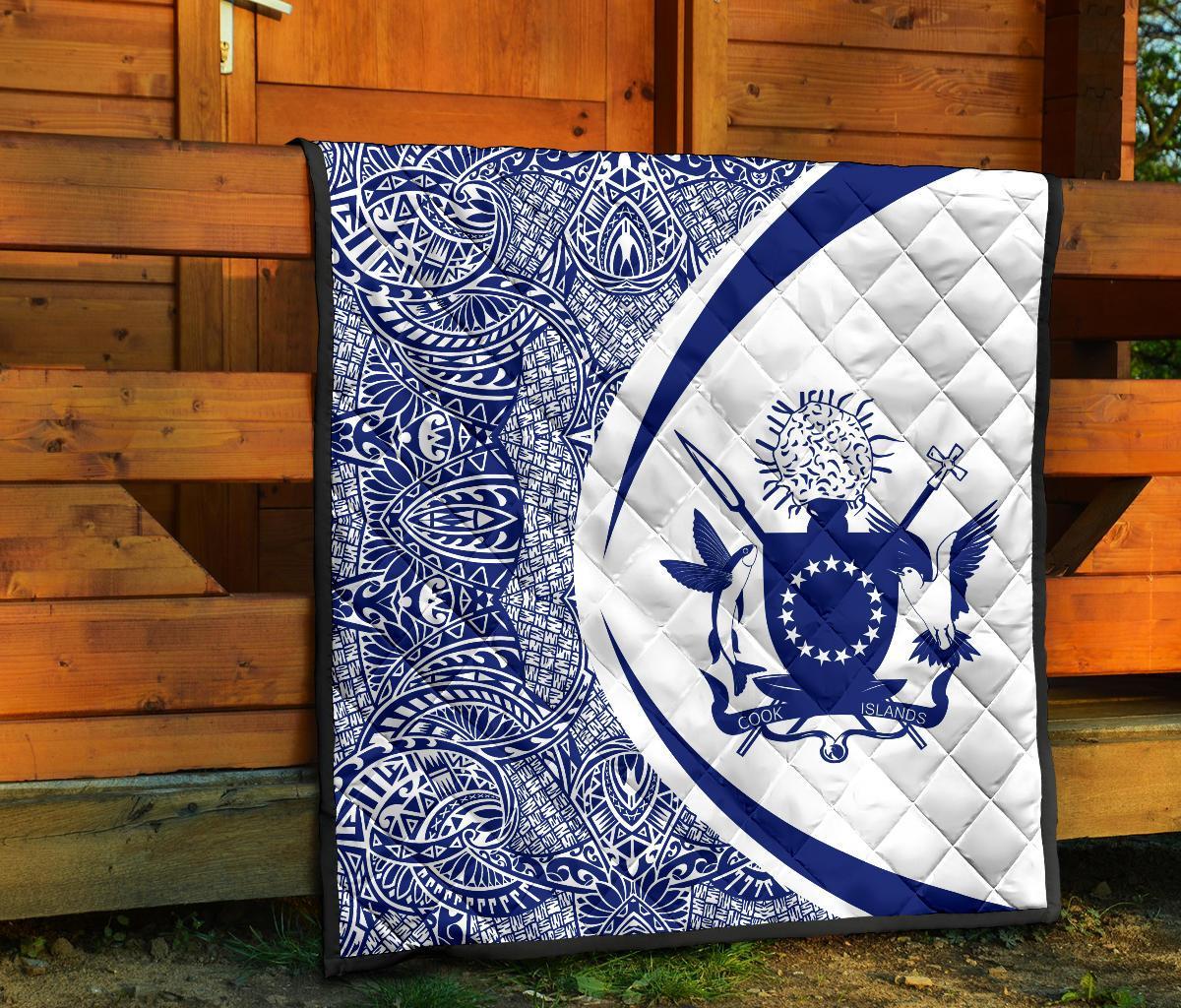 Cook Islands Coat Of Arms Polynesian Premium Quilt - Circle Style - 05 - Polynesian Pride