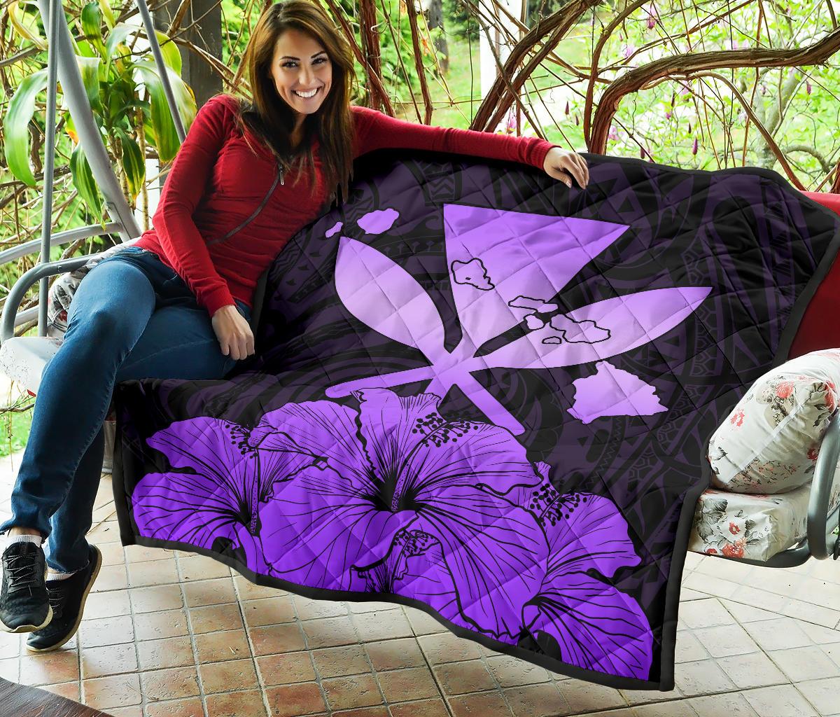 Hawaiian Kanaka Premium Quilt Hibiscus Polynesian Love Violet - Polynesian Pride
