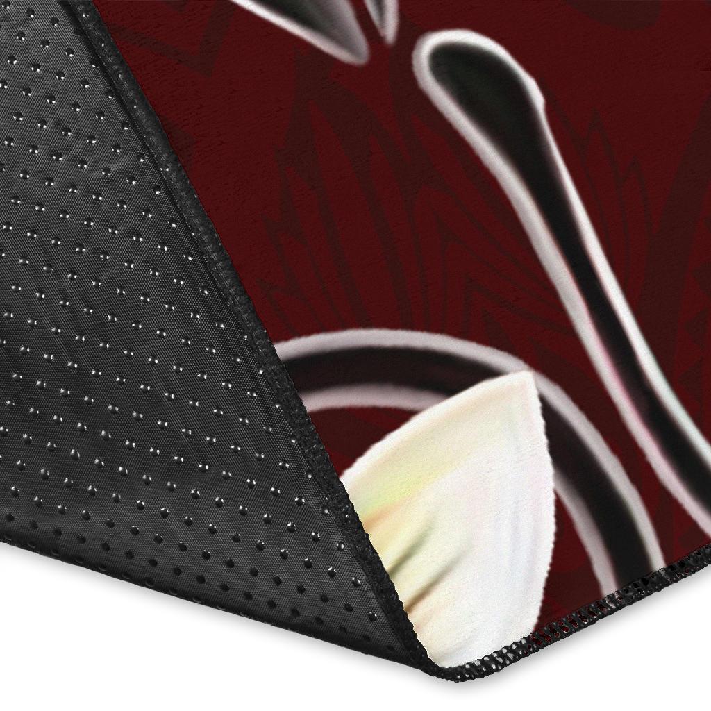 Turtle Poly Trinal Plumeria Red Area Rug AH - Polynesian Pride