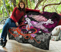 Hawaii Turtle Couple Valentine's Hibiscus Plumeria Premium Quilt - Valentine Style - AH - Polynesian Pride