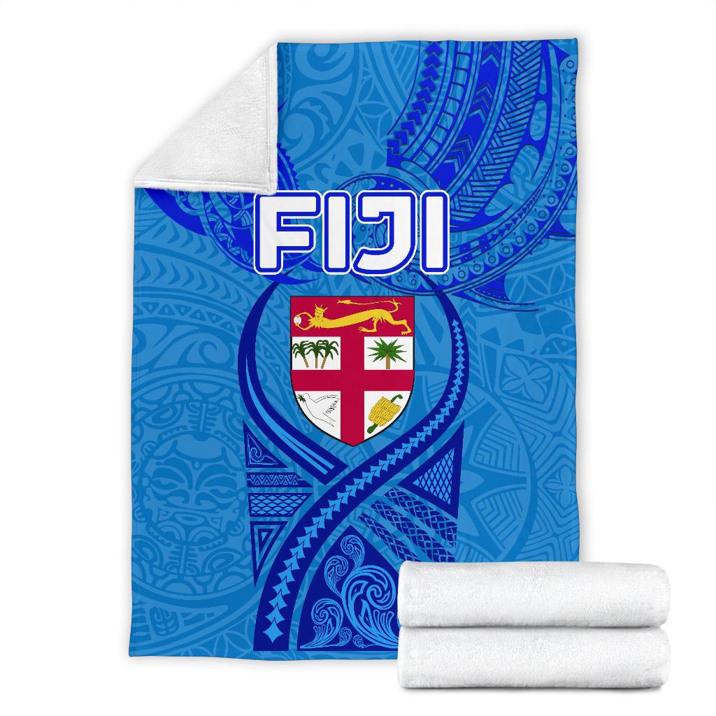 Blue Premium Blanket Fiji Rugby Polynesian Waves Style - Polynesian Pride