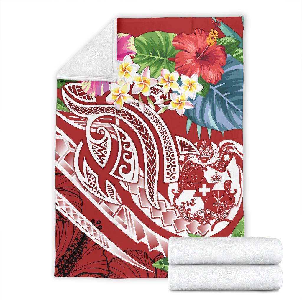 Tonga Polynesian Premium Blanket - Summer Plumeria (Red) - Polynesian Pride