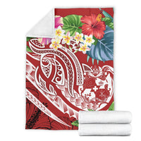 Tonga Polynesian Premium Blanket - Summer Plumeria (Red) - Polynesian Pride