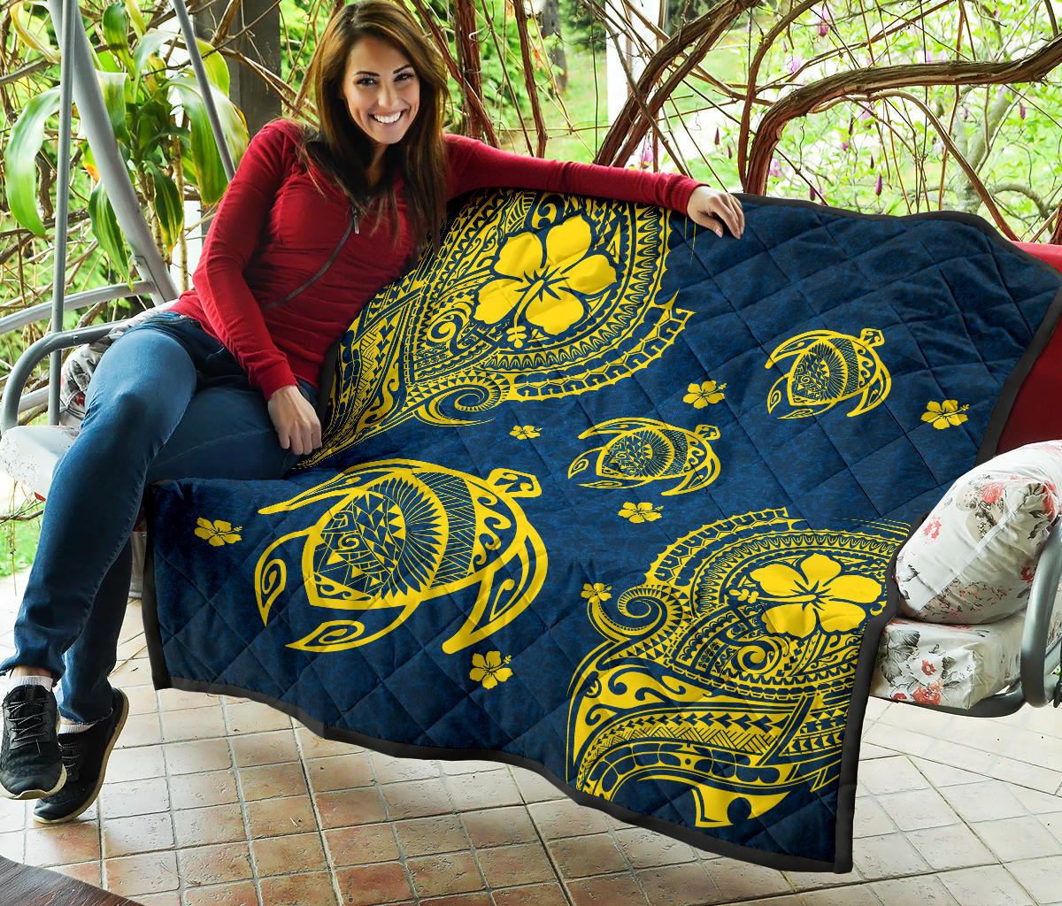 Hawaii Turtle Polynesian Premium Quilt - Kala Style - Polynesian Pride