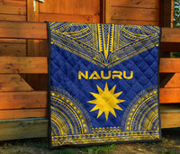 Nauru Premium Quilt - Nauru Flag Polynesian Chief Blue Version - Polynesian Pride