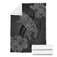 Hawaii Whale Swim Poly Gray Premium Blanket - Polynesian Pride