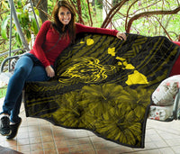 Hawaii Sea Turtle Is Swimming Toward Premium Quilt Yellow - Polynesian Pride