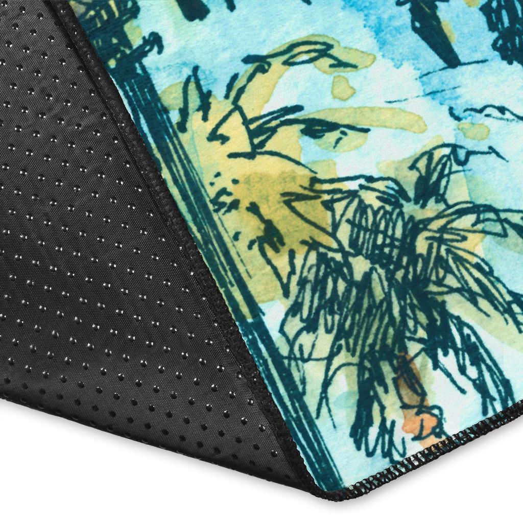 Tropical Palm Trees Blue Rug - Polynesian Pride