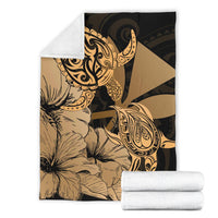 Hawaii Turtle Premium Blanket Polynesian Hibiscus Art Ver 2.0 Gold AH - Polynesian Pride