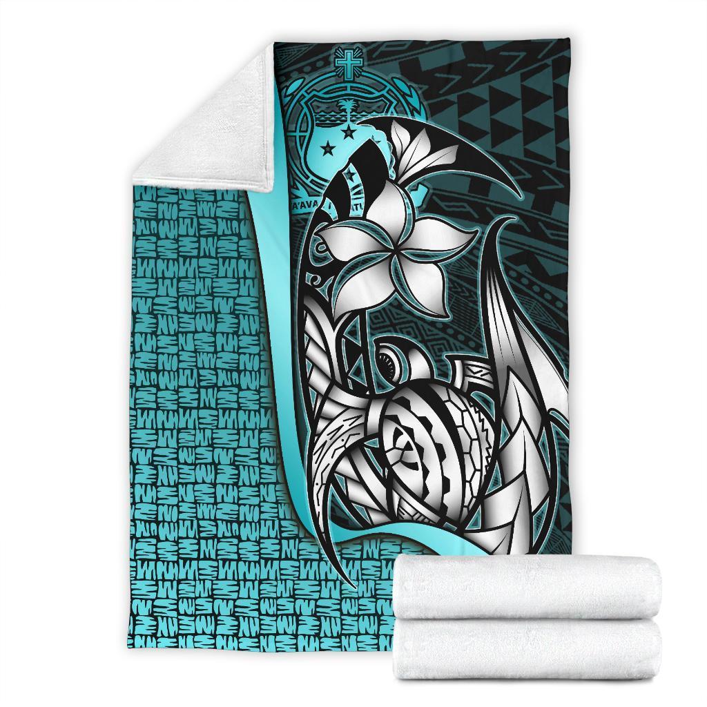 Samoa Polynesian Premium Blanket Turquoise - Turtle With Hook - Polynesian Pride