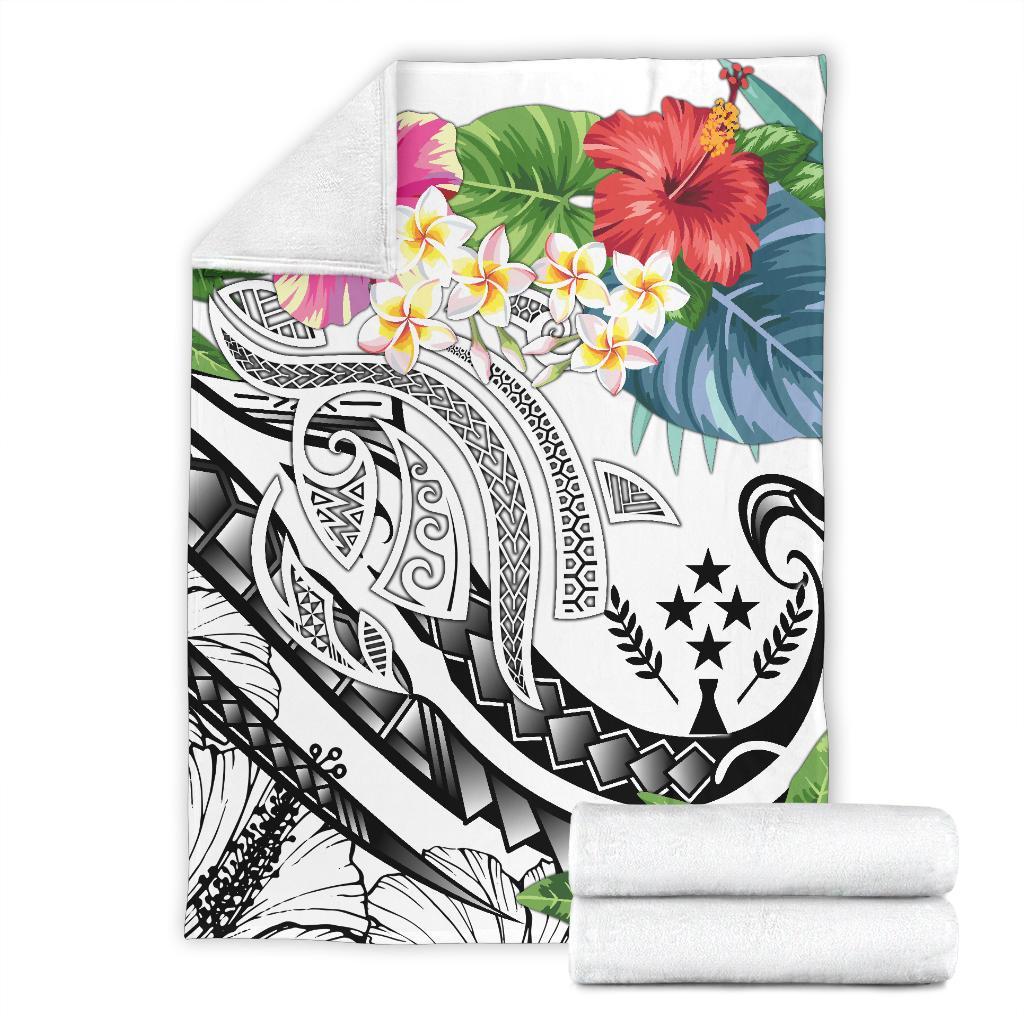 Kosrae Polynesian Premium Blanket - Summer Plumeria (White) - Polynesian Pride