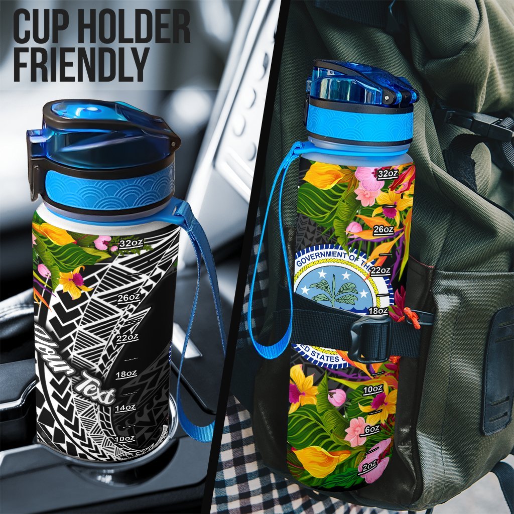 Federated States of Micronesia Custom Personalised Hydro Tracking Bottle - Seal Spiral Polynesian Patterns - Polynesian Pride