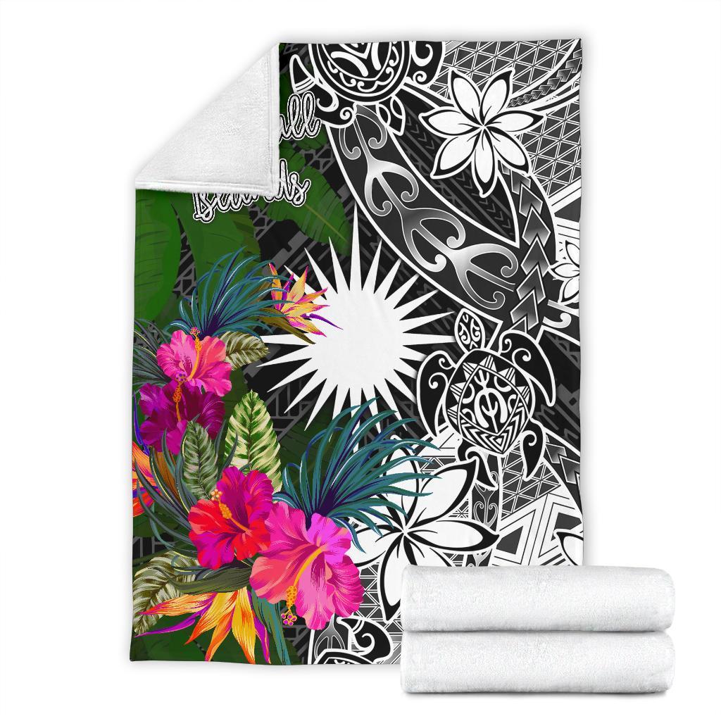 Marshall Islands Premium Blanket - Turtle Plumeria Banana Leaf - Polynesian Pride