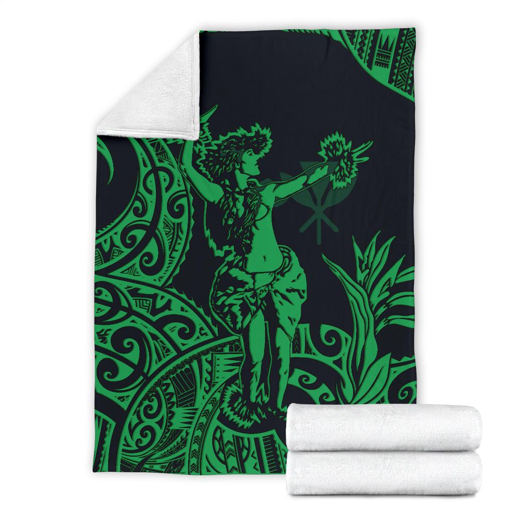 Polynesian Hawaii Premium Blanket - Hula Girl Green - Polynesian Pride