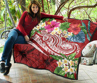 FSM Polynesian Premium Quilt - Summer Plumeria (Red) - Polynesian Pride