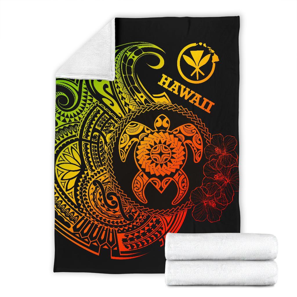 Hawaii Polynesian Premium Blanket - Vintage Polynesian Turtle (Reggae) - Polynesian Pride
