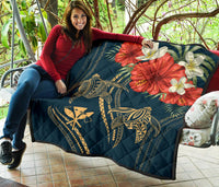 Hawaii Polynesian Turtle Hibiscus Premium Quilt - Nolan Style - Polynesian Pride