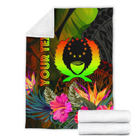 Pohnpei Polynesian Personalised Premium Blanket - Hibiscus and Banana Leaves - Polynesian Pride