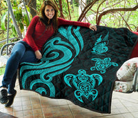 New Caledonia Premium Quilt - Turquoise Tentacle Turtle - Polynesian Pride