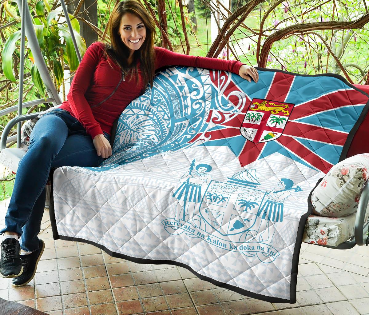 Fiji Polynesian Premium Quilt - Fiji Flag Fiji Flag with Coat of Arms - Polynesian Pride