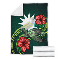 Nauru Polynesian Premium Blanket - Green Turtle Hibiscus - Polynesian Pride