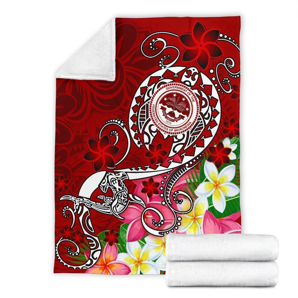 FSM Premium Blanket - Turtle Plumeria (RED) - Polynesian Pride