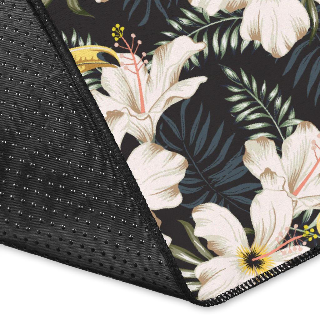 Tropical Toucans Hibiscus Palm Leaves Rug - Polynesian Pride