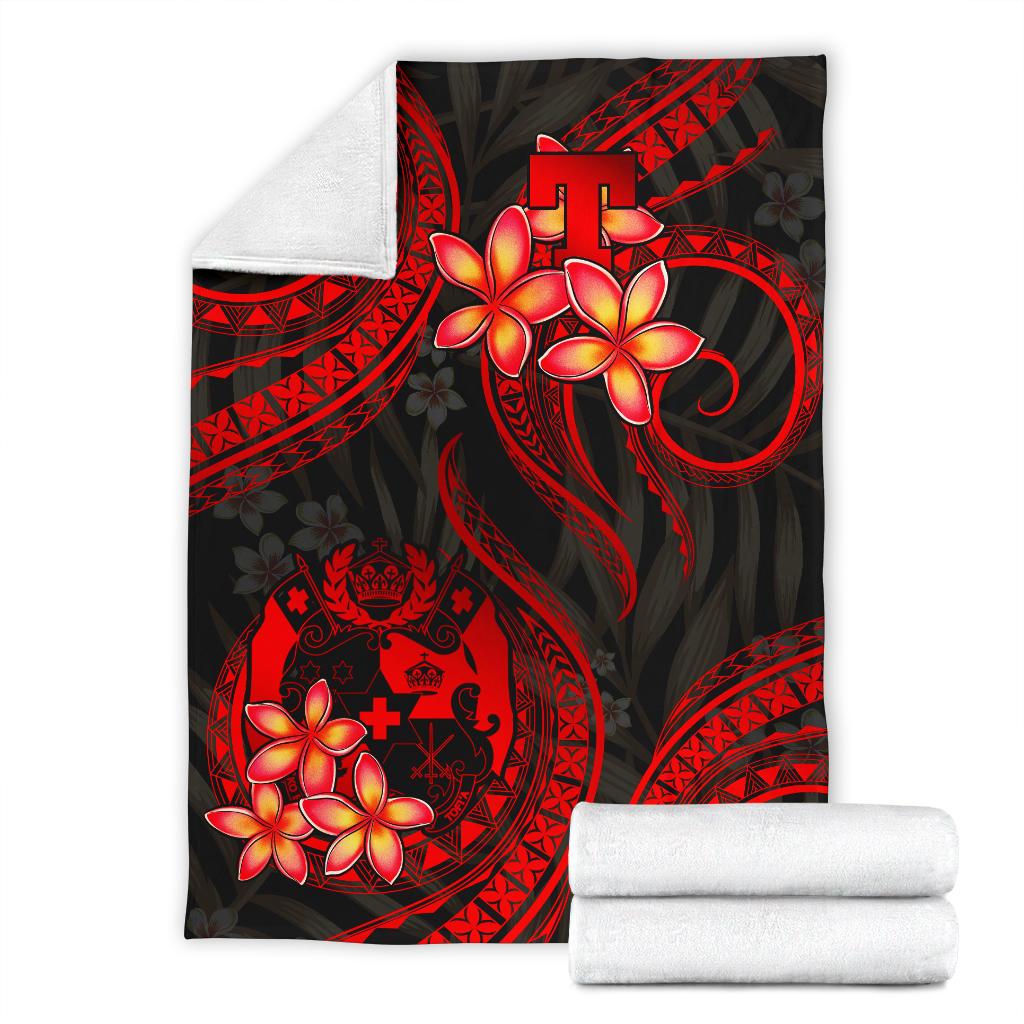 Tonga Polynesian Premium Blanket - Red Plumeria - Polynesian Pride