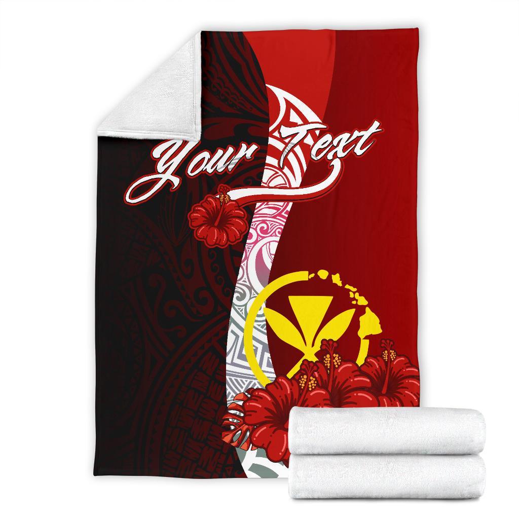 Hawaii Polynesian Custom Personalised Premium Blanket - Coat Of Arm With Hibiscus - Polynesian Pride