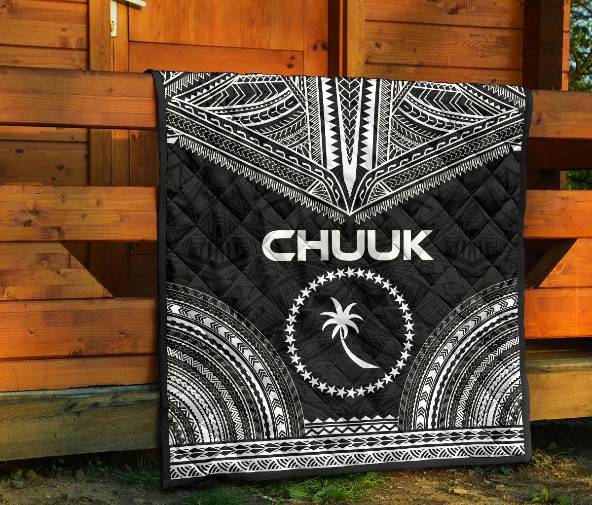 Chuuk Premium Quilt - Chuuk Flag Polynesian Chief Black Version - Polynesian Pride
