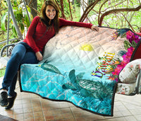 Polynesian Hawaii Quilts - View sea Hawaii with Turtle and Whale - Polynesian Pride