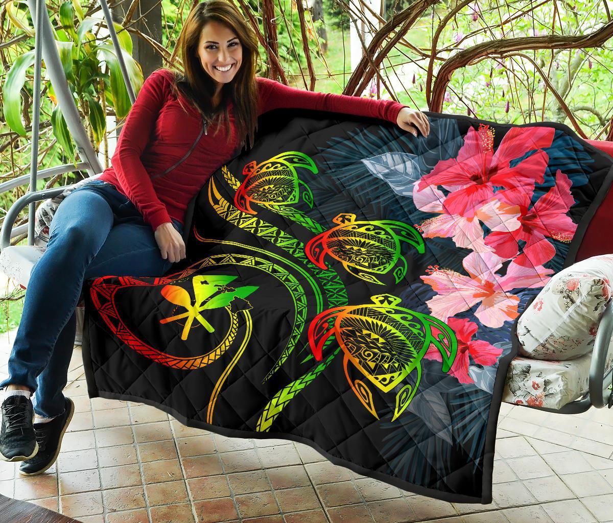Hawaii Turtle Polynesian Tropical Premium Quilt - Cora Style Reggae - Polynesian Pride