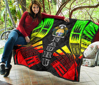 Nauru Premium Quilt - Nauru Coat Of Arms Polynesian Reggae Tattoo - Polynesian Pride