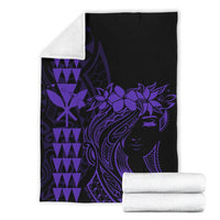 Hawaii Map Kanaka Polynesian Hula Girl Premium Blanket - Purple - Polynesian Pride