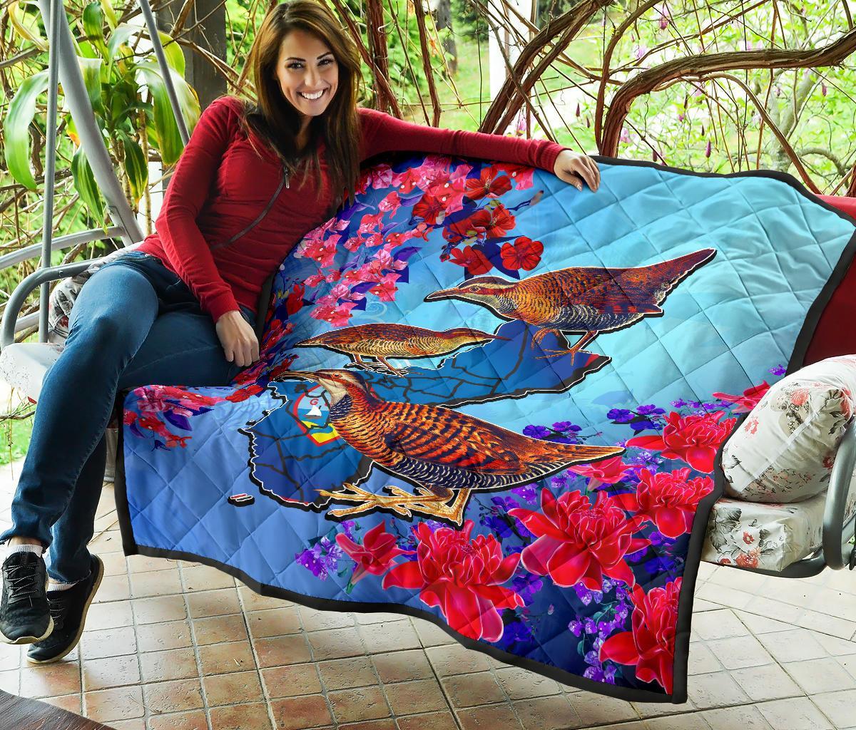 Guam Premium Quilt - KoKo Bird With Map - Polynesian Pride