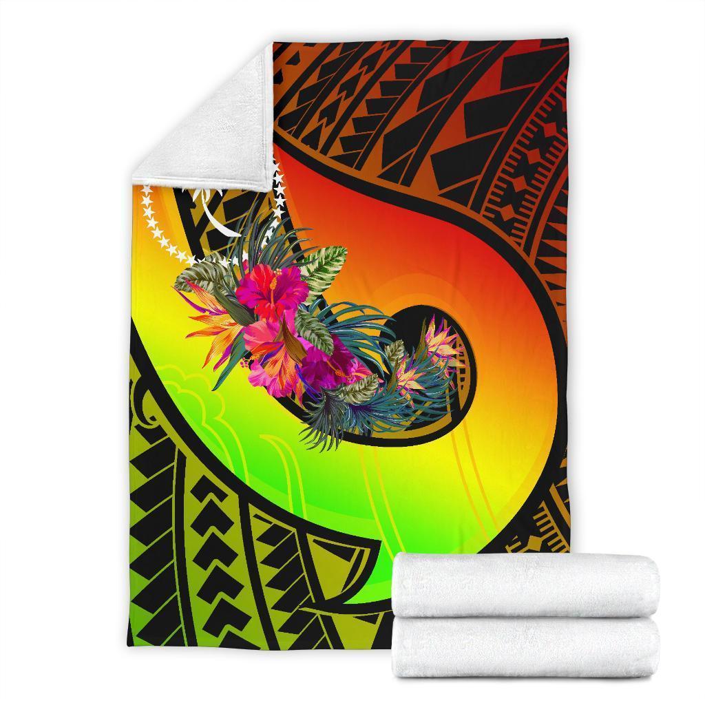Chuuk Premium Blanket - Polynesian Hook And Hibiscus (Raggae) - Polynesian Pride