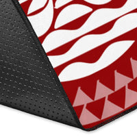 Tahiti Personalised Area Rug - Tahiti Seal In Polynesian Tattoo Style (Red) - Polynesian Pride